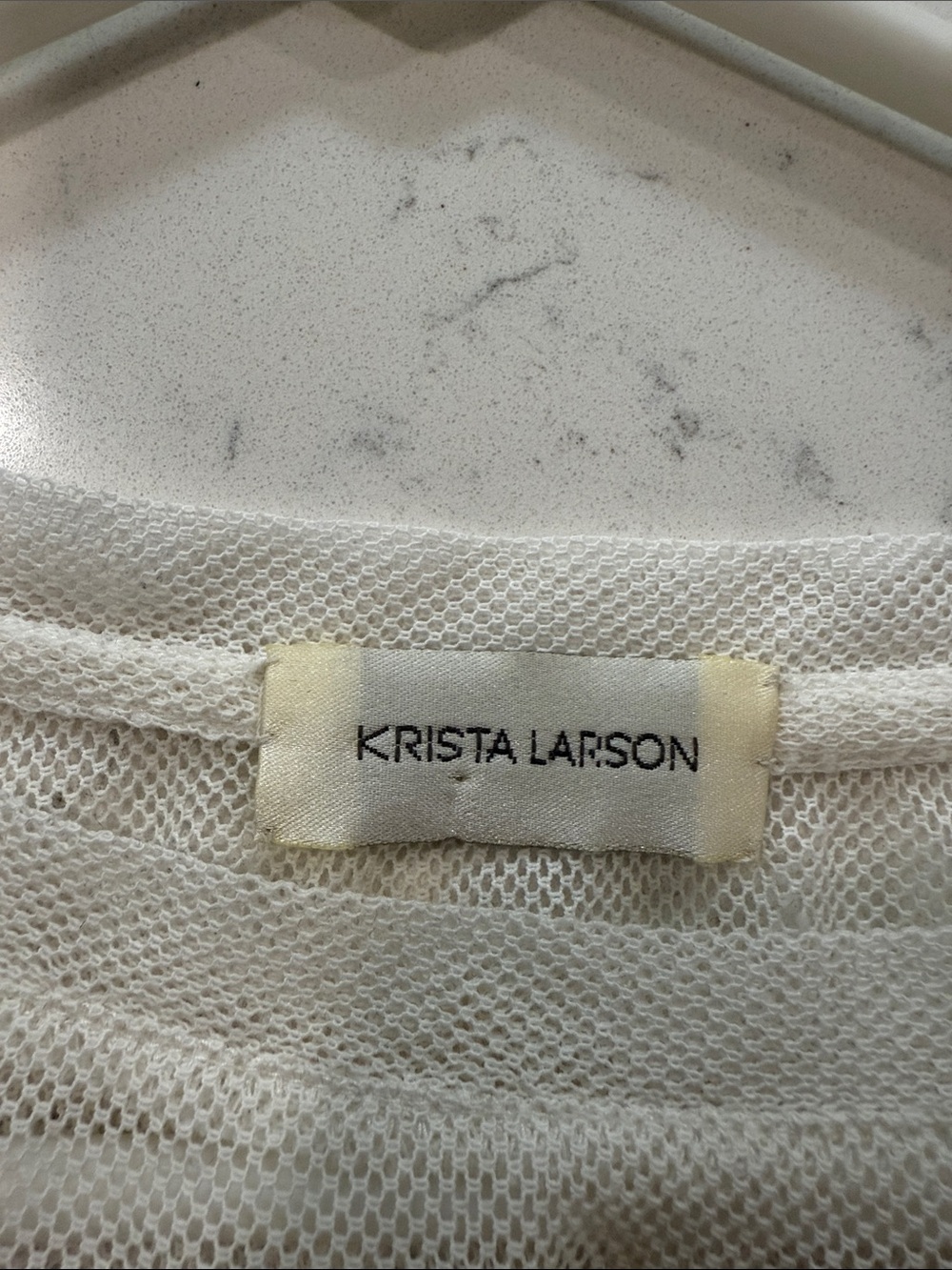 KRISTA LARSON Lightweight White Long-Sleeve Mesh Top - Picture 7 of 8